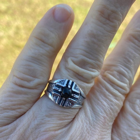 MEDICINE WHEEL Ring .925 Sterling Silver w/ genuine Star Diopside made in USA - Picture 3 of 14